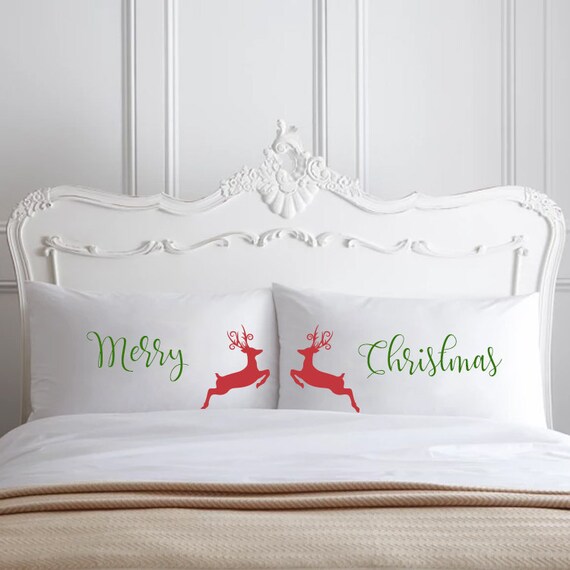 Items similar to Merry Christmas Pillows Gifts Couple Pillowcases