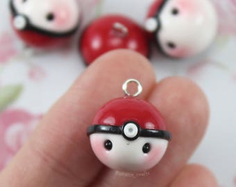 Pokeball - Polymer Clay Charms, Polymer Clay Jewelry