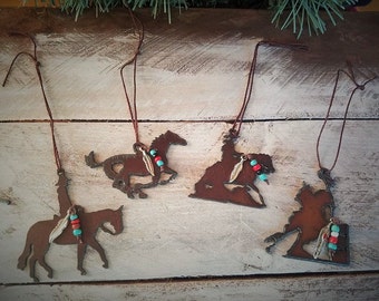 Christmas Ornament, Horse Pendant, Horse Gifts, Metal Horse Ornament, Gift for Horse Lover, Hanging Horse, Cowgirl Gifts
