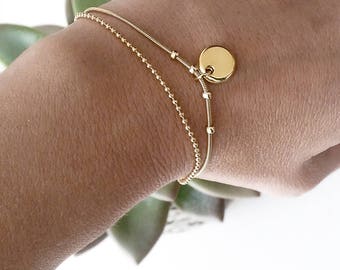 Gold chain bracelet, delicate gold bracelet, charm bracelet gold, gold plated bracelet, birthday bracelet, minimalist bracelet