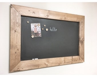 Rustic Wooden MAGNETIC CHALKBOARD Memo Board Frame - Farmhouse Bulletin Board, Decorative Framed Chalkboard Distressed French Country