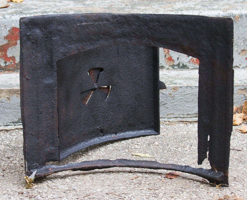 Antique Pot Belly Stove Door LARGE Potbelly Cast Iron Wood