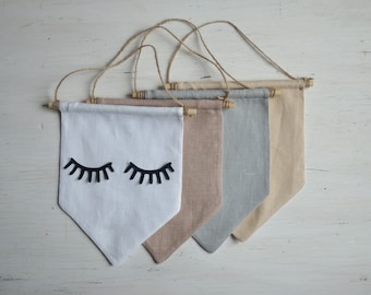 banner wall hanging home decor wall decor living room dorm decor wall pennant eyelashes home wall art linen banner eyes wall flag modern