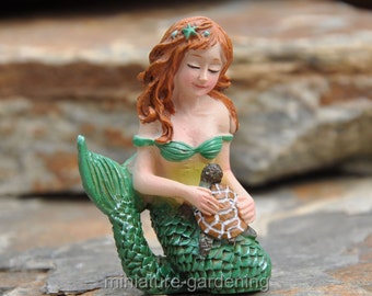 Mermaid, Turtle for Miniature Garden, Fairy Garden