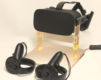 LED Light Clear Acrylic Floating Stand for Oculus Rift VR HMD Headset and Virtual Reality Controllers - 5 Colors Available