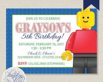 Lego Birthday Invitation - Digital File, You Print