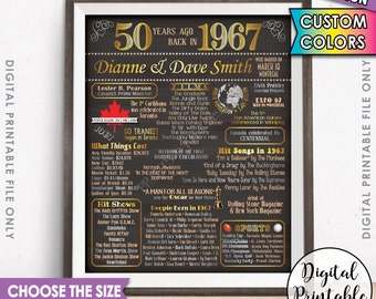 50th Anniversary Gift 1967 Poster CANADIAN Flashback 50 Years Ago Married in CANADA 1967 Birth 50th Gift Chalkboard Style Printable File