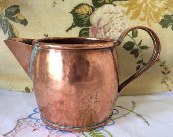 Rustic, Vintage Hammered Copper Jug. Kitchenalia, Copper Pitcher.