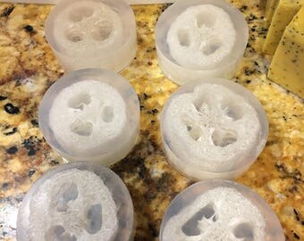 Glycerin soap, natural loofah, dye free, unscented soap, natural soap, exfoliating soap