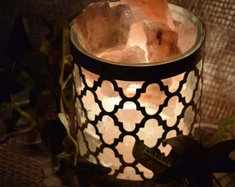 Silver Quarterfoil Himalayan Salt Lamp, Silver Lamp