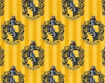 Harry Potter Fabric / Hogwarts / Hufflepuff Yellow Digitally Printed Yardage / Camelot 2380114J / Fabric By The Yard & Fat Quarters