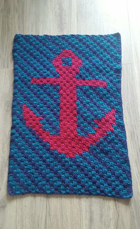 Nautical Anchor Baby Blanket crochet baby blanket