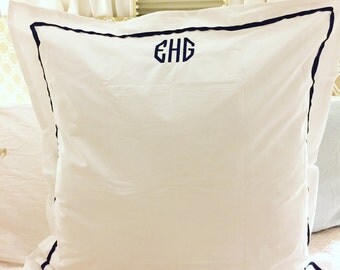 Trimmed euro sham // custom bedroom decor // pillow shams // euro // decor // birthday gift // graduation // anniversary // monogrammed sham