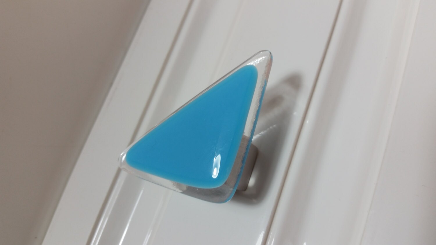 Triangle knob, Sky Blue Triangle knobs, blue glass hardware
