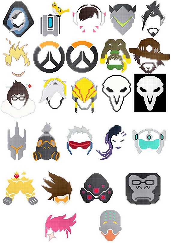 Overwatch Player Icon ornaments cross-stitch needlework