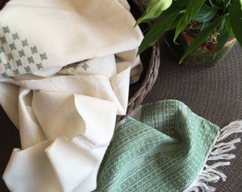 Hand spun cotton scarf, handwoven scarf