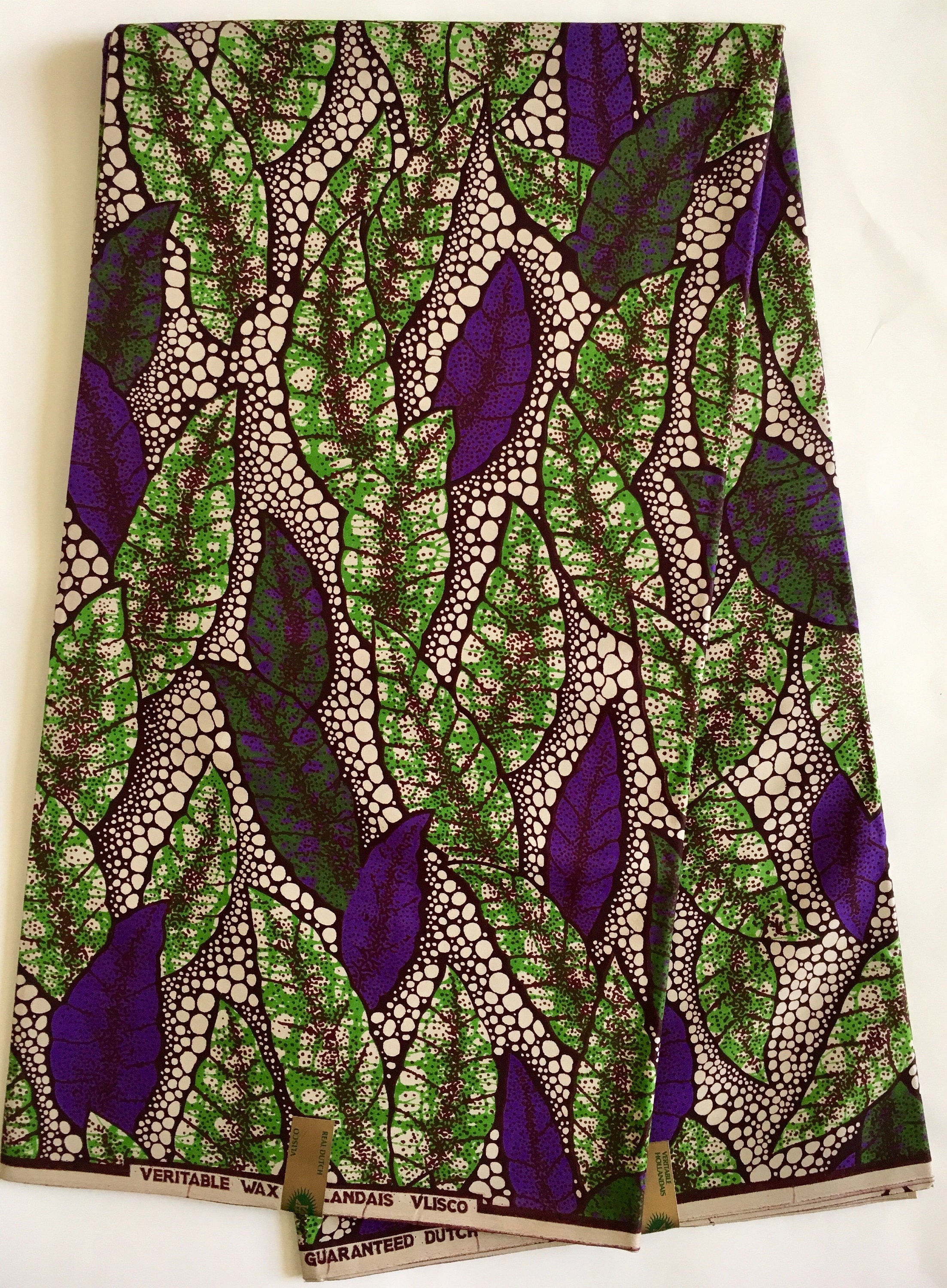 African Print Fabric/ Ankara Purple & Green 'Vineyards