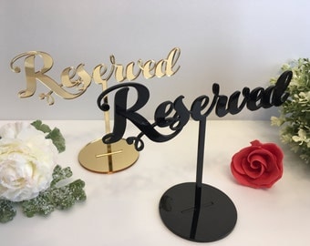 Reserved Table Sign, Reserved Sign for Weddings Freestanding Reserved Table Sign Wedding Party Table Decor Reception Sign, Custom table sign