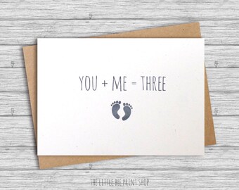 Expecting a baby card | You + Me = Three | You Plus Me Equals Three | We're having a baby Greetings Card
