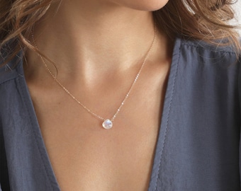 Tiny moonstone Necklace, Stone Necklace Moonstone, Moon Stone Gold Necklace, Simple and Delicate Necklace, Necklaces /N-134