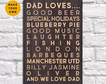 Custom Word art print Wood wall art 5th Anniversary gift for Men gift for Boyfriend gift for Women gift for Husband gift Panel effect print