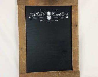 Whats Cookin Framed Chalkboard with Pineapple Motif