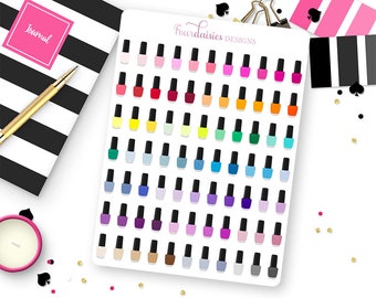 77 Nail Polish Bottle Stickers for Erin Condren Life Planner, Plum Paper, Filofax or Kiki K Planners, Calendars or Scrapbooks