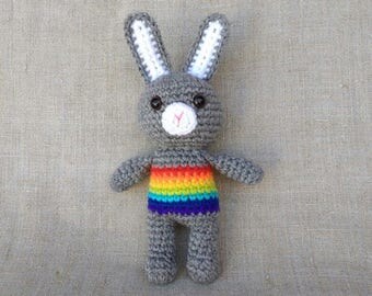 Rainbow Baby Crochet Rattle Bunny Rabbit New Baby Gift Baby Shower Gift Baby Rattle Crochet toy Bunny Rabbit Rainbow Animals Eco Toys