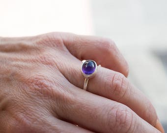 Amethyst ring, Amethyst ring silver, Stacking ring, Gemstone silver ring, Purple stone ring, February birthstone ring,Sterling silver ring