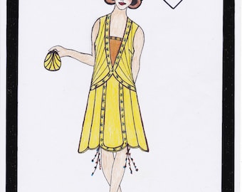 1920s Dress Pattern Charleston Dress Sunflower Dress Solveig - PDF Sewing Pattern Size US12/UK16/DE42