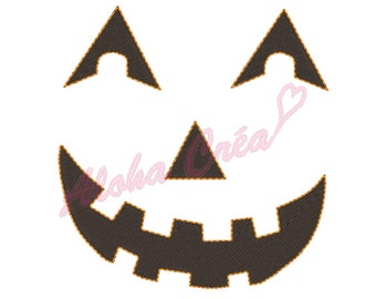 Machine Embroidery Design applique pumpkin halloween face 2 models 3 sizes - Instant Digital Download