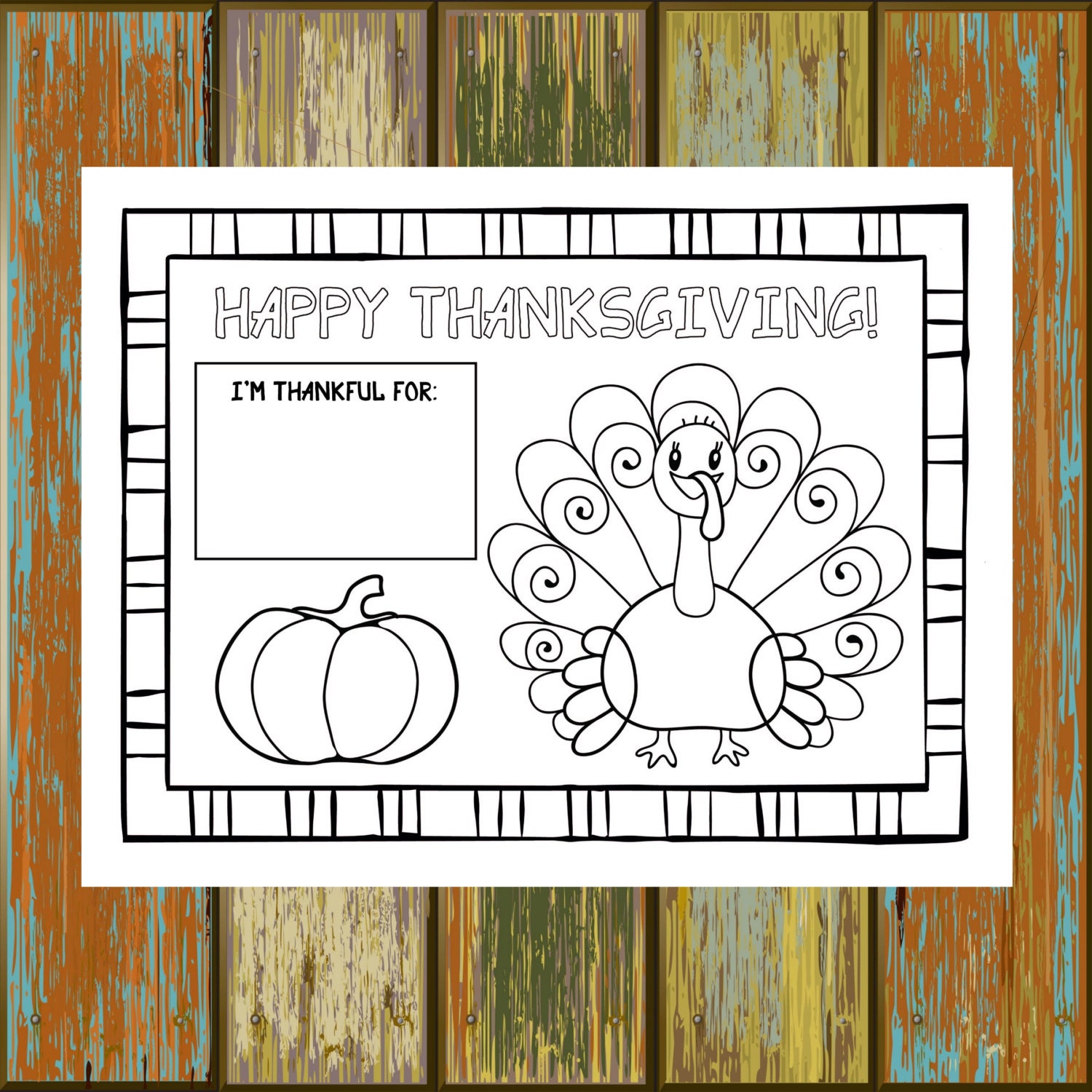 Printable Thanksgiving Placemat 8 5x11 8 5x14 11x17