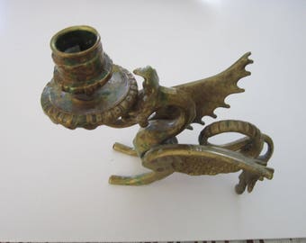 Exquisite Asian Brass Flying Dran Candle Holder