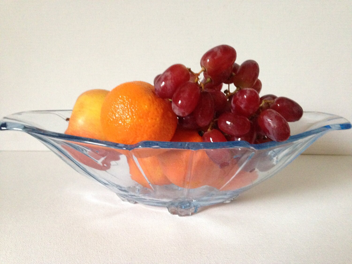 Art Deco Bowl Glass Fruit Bowl Art Deco Glass Blue Glass