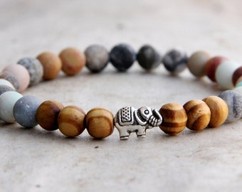 Father's Day gift birthstone african jewelry african bracelet elephant Jewelry elephant bracelet amazonite Jewelry amazonite bracelet fertil