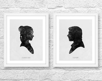 Star Wars Inspired Art, Watercolor Star Wars, I Love you I know, Han Solo, Princess Leia, Love Quotes, Star Wars Quotes, Printable Star Wars