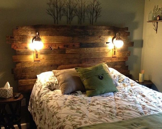 Pallet Wood Headboard - Rustic/Industrial - Repurpose, Reuse, Recycle. Each one is unique!  STAGGERED EDGES