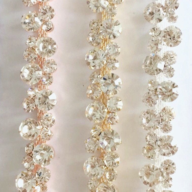Gold Rhinestone Trim by the Yard Wholesale gold Bridal Trim
