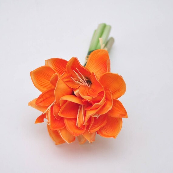 Real Touch Orange Bush Lily bridal bouquets wedding