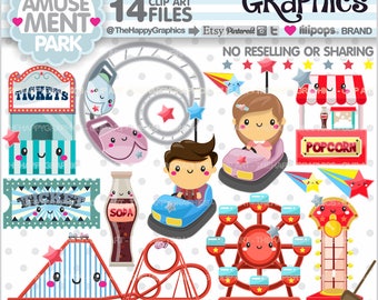Amusement Park, Clipart, 80%OFF, Park Graphics, COMMERCIAL USE, Planner Accessories, Carnival Clipart, Summer Clipart, Theme Park