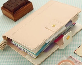 A5 Personal Size Planner Binder Faux Leather Notebook, Business School Day Daily Weekly Monthly Bullet Journal Kikki K Erin Condren FAEBAB