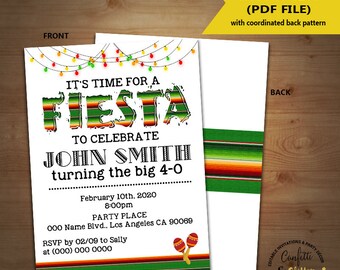 Fiesta birthday invitation mexican theme birthday celebration party invite any age Instant Download YOU EDIT TEXT and print 5859