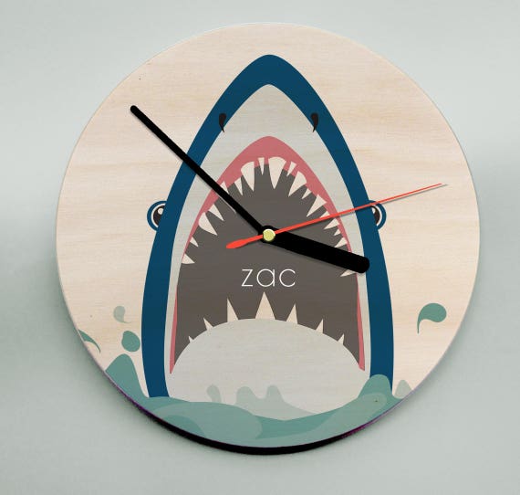 Personalised Clock / Shark Clock / Kids Clock / Boys Clock