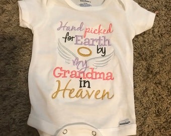 Handpicked for Earth by my ____ in Heaven Bodysuit Embroidered
