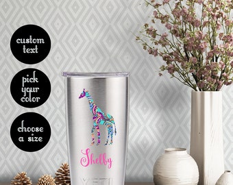Giraffe Patterned Decal with Customizeable Name Text