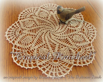 Crochet Doily Pattern--PDF download--"Tropical Pinwheel"----An Original Pineapple Doily Pattern