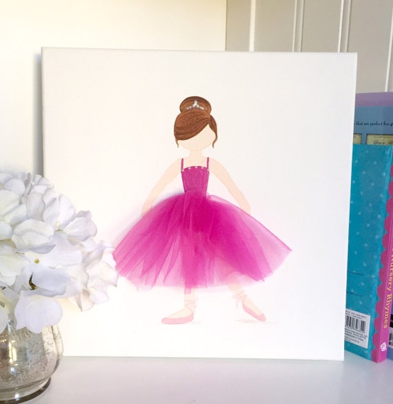 Ballerina decor Hot Pink on Canvas Ballerina Art Ballerina
