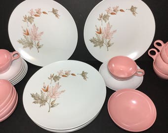 Pink Melmac Dishes Set, Beverly Prolon, 60s Quality Melmac Dinnerware