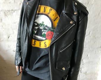 Vintage Guns N' Roses Was Here Tee / T-shirt / Shirt / Rock / Black / 1987 / Medium / Large / 80's