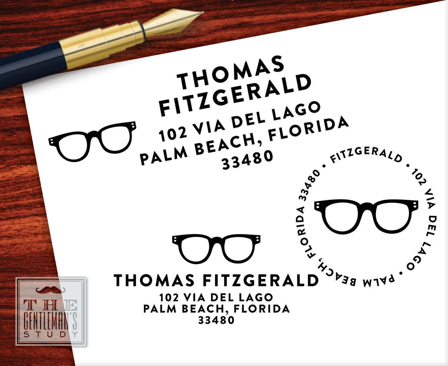 Spectacles Pre Inked Stamp Eyeglasses Return Address Stamper